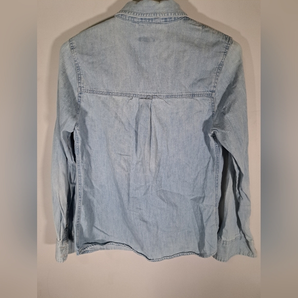 Merona Denim Long Sleeve Half Button Shirt Size Small - Picture 4 of 6